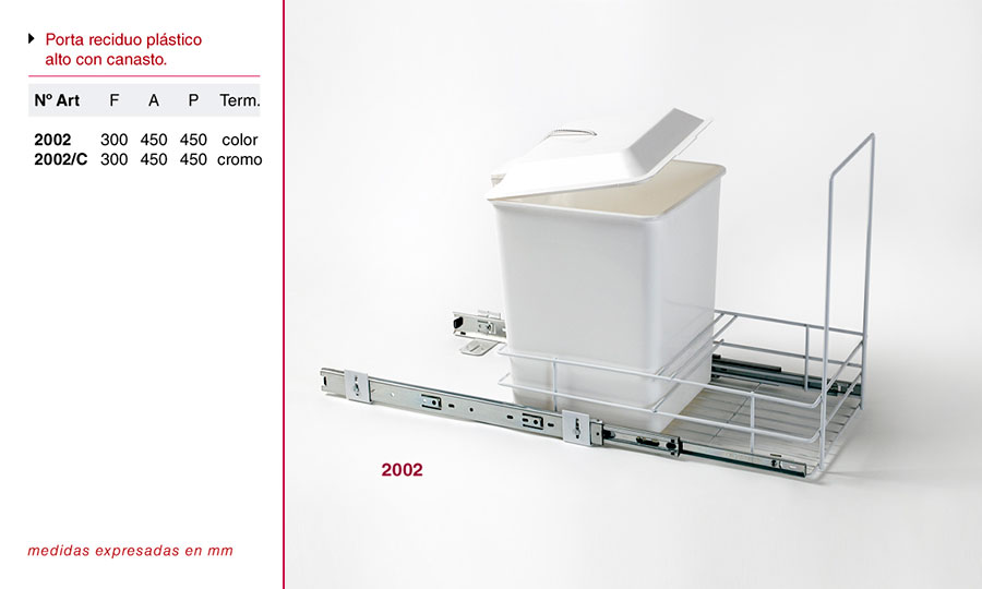 Porta residuo de plastico alto con canasto